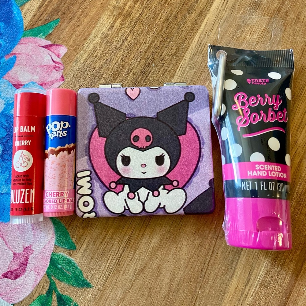 Makeup Bundle Lip Balm Compact Mirror Hand Lotion Kuromi Poptarts